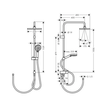Hansgrohe Vernis Shape Душевая стойка с верхним душем 230 1jet Reno EcoSmart, цвет: матовый черный