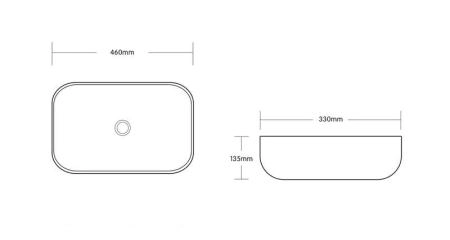 Раковина Cerutti SPA CR0078B накладная, золото, прямоугольная 460х330х135
