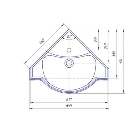 Раковина СаНта Классик 65 х 51 см, угловая