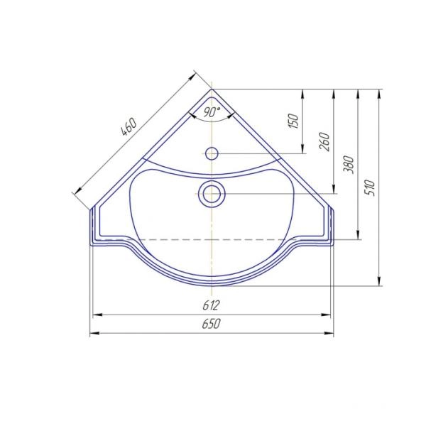 Раковина СаНта Классик 65 х 51 см, угловая