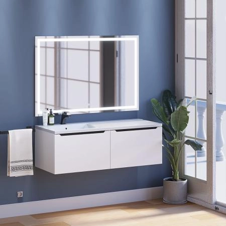 Тумба под стиральную машину Uperwood Tanos 60 см с раковиной Cosmos 120 см левая, белая/графит