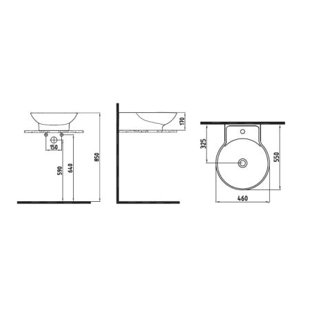 Раковина Bien HARMONY 46 см на столешницу HRLG04601FD1W3000