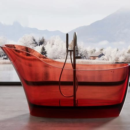 Dea Design Elegant Ванна 169x75x88см., отдельностоящая, Glasstech, прозрачная смола, цвет: pomegranate
