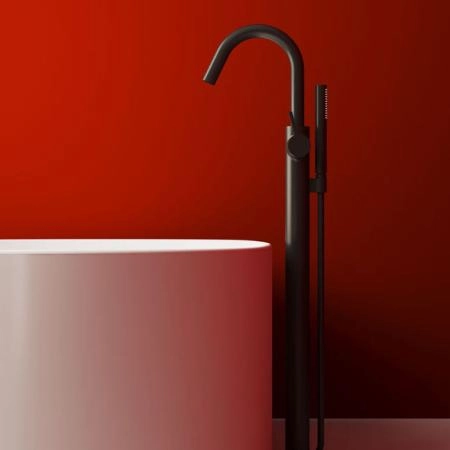 Ideal Standard Joy Смеситель для ванны, напольный, с ручным душем Stick, шланг для душа Idealflex 125см., для монтажа с A6133NU, цвет: PVD Magnetic Grey