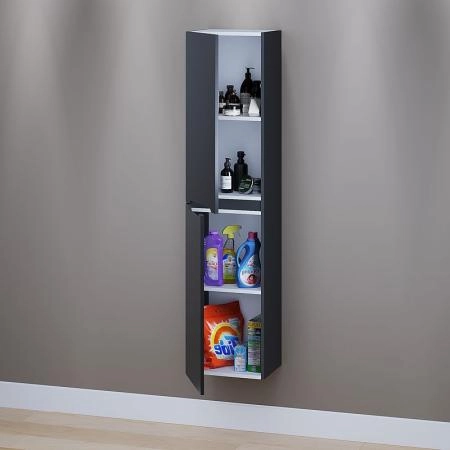 Шкаф-пенал для ванной Uperwood Tanos 33*27*150 см, подвесной, черный матовый левый