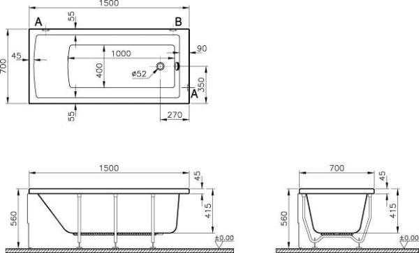 Ванна Vitra Neon 150х70 см 52510001000 акриловая