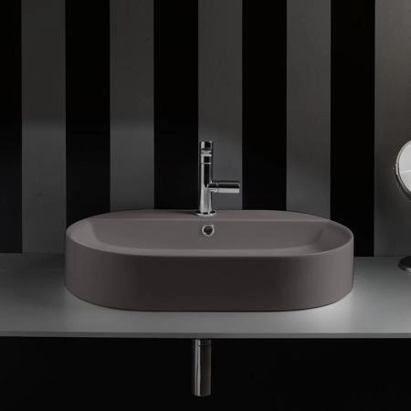 Kerasan Ciotola Раковина-чаша 65х40х12 см, 1 отв., с переливом, цвет: Ferro matt