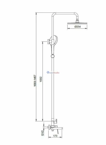 Душевая система Gappo G2499-39 с термостатом Оружейная сталь с изливом