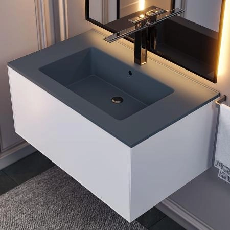 Раковина кварцевая Uperwood Parma Quartz, 75 см, серая матовая, бетон