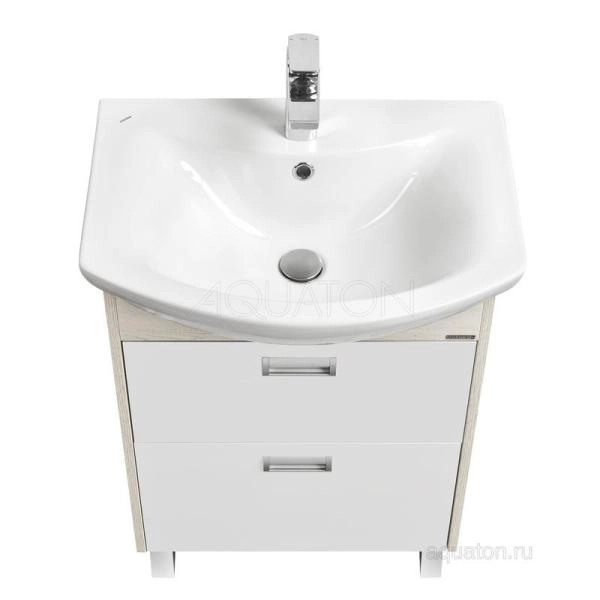 Тумба под раковину AQUATON Бекка PRO 60 белый, дуб сомерсет 1A196601BAC20