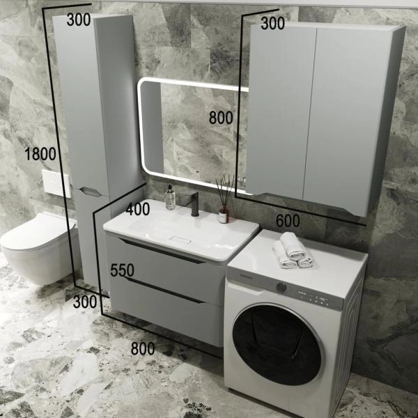 Тумба подвесная Style Line Марелла 80 (2 ящ.) Люкс антискрейтч серый, PLUS