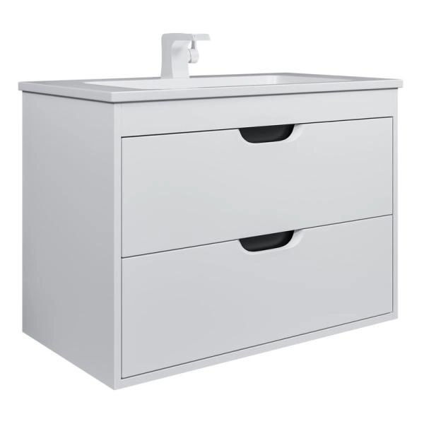 Тумба под раковину для ванной Uperwood Modul 80 см, подвесная, матовая, белая/графит
