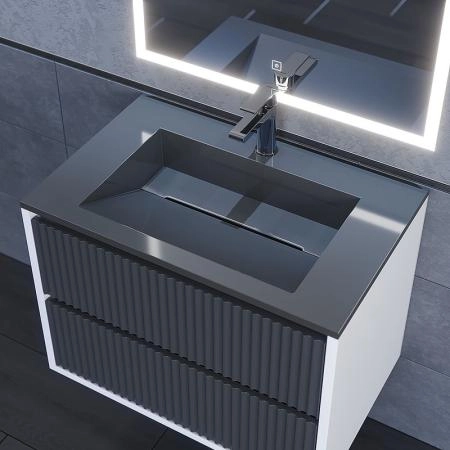 Раковина для ванной полувстраиваемая Uperwood Next Premium 70 см, прямоугольная, серый глянец