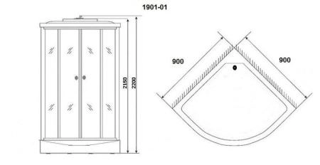 Душевая кабина Niagara Ultra NG-1901-01 (900х900х2200) низкий поддон(16см) стекло ТОНИРОВАННОЕ