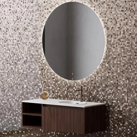 Salini Зеркало для ванны OMBRA 60х2.5см., круглое, с LED подсветкой, влагостойкое AGC Сrystalvision, сенс. выкл., крепления, обогрев, антизапот.