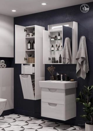 Зеркальный шкаф Aquaton Сильва 60 дуб полярный 1A216202SIW70