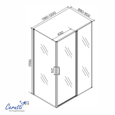Душевое ограждение СeruttiSPA ВИКТОРИЯ (VICTORIA) 120BF R (120x90x195)