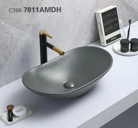 Раковина Ceramalux NC 61x36 Серый, 7811AMDH-2 овальная