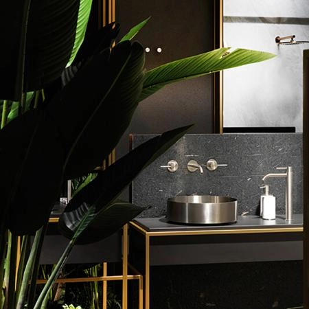 Gessi 316 Раковина 40 см, без отв., для установки на столешницу, без перелива, нержавеющая сталь, цвет: Steel brushed