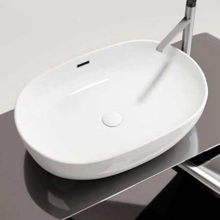 Умывальник чаша накладная овальная со сливом переливом Element 610x420x155мм