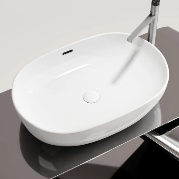 Умывальник чаша накладная овальная со сливом переливом Element 610x420x155мм