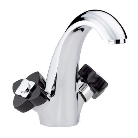 THG Petale de Cristal noir Смеситель для раковины, 1 отв., цвет: хром/черный хрусталь