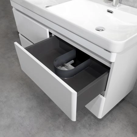 Тумба с раковиной Comforty Енисей-120 00-00022406CF белый глянец c раковиной CF19595BX-120D