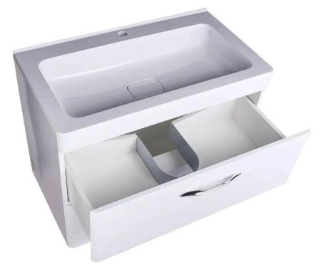 Тумба подвесная Style Line Каре 80 (2 ящ.) Люкс белая, PLUS