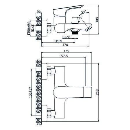 Смеситель OLIVES Porto 11201PR для ванны,хром