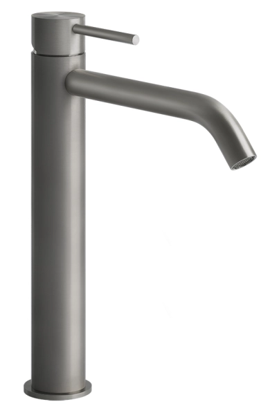 Gessi Flessa смеситель для раковины высокий, длинный излив, без донного клапана, соединительные шланги, цвет Steel Brushed