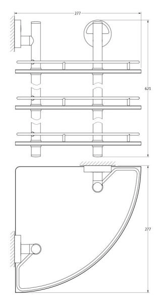 Полка угловая FBS Luxia LUX 073 3-х ярусная 28 cm матовое стекло, хром