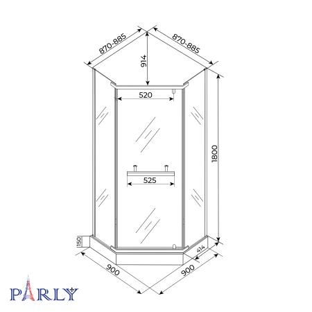Душевой уголок с поддоном PARLY ZPE911BE (90х90х190)
