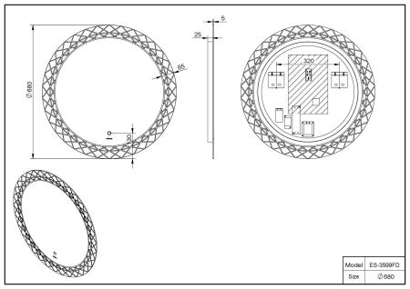 Зеркало ESBANO ES-3599FD Антизапотевание LED подсветка 68 см
