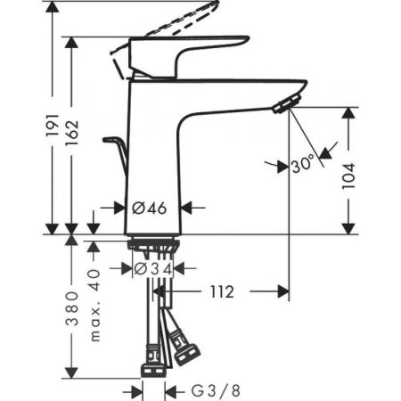 Hansgrohe 71710140 Talis E Cмеситель для раковины 104 мм, со сливным гарнитуром, шлифованая бронза