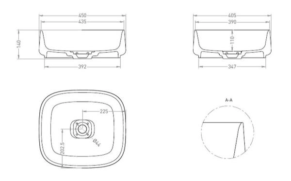 Раковина Salini ORIENTE BOWL RAL S-Sense глянцевая 45x40 1109102GF накладная