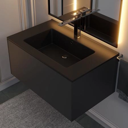 Раковина кварцевая Uperwood Parma Quartz 75 см, черная матовая, уголь