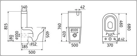 Унитаз Ceramalux NS-2176-18 Чёрный глянцевый