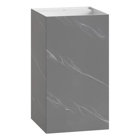 Раковина напольная Boheme Cube Corian 480*480*850 Grey base+white veins 802-GR