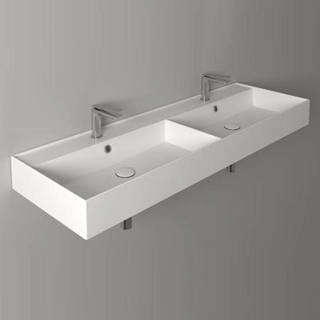Simas Agile Раковина 141x46 см, 2 отв., двойная, цвет: белый