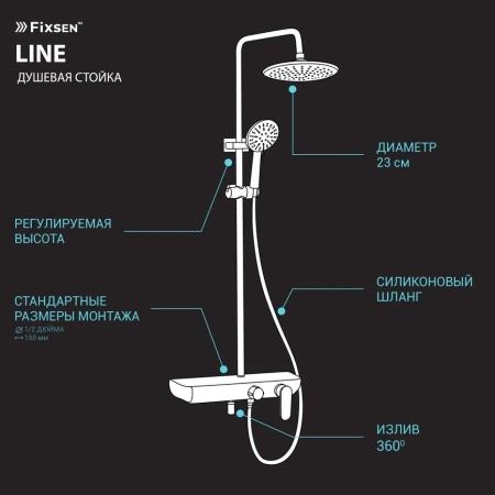 Душевая система FIXSEN LINE FX-9200B, черная+золото