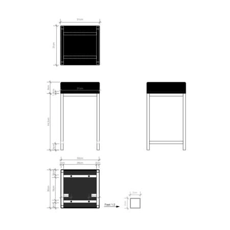 Decor Walther DW 64 Табурет 30x30x52cм, напольный, цвет: хром / белый