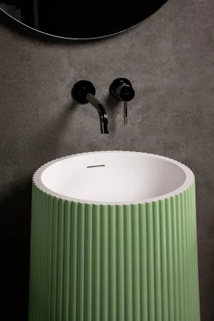 Раковина напольная Boheme рифленая Corian 480*480*850 MINT (мятный) 801-Torre-MT