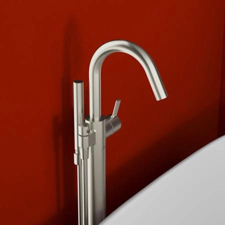 Ideal Standard Joy Смеситель для ванны, напольный, с ручным душем, цвет: PVD Silver Storm (Серебряный Шторм)