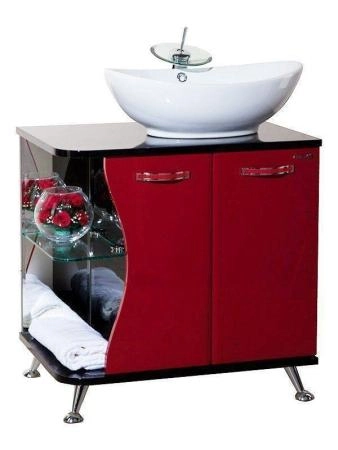 Тумба под раковину Bellezza Рио 70 R напольная красная/черная