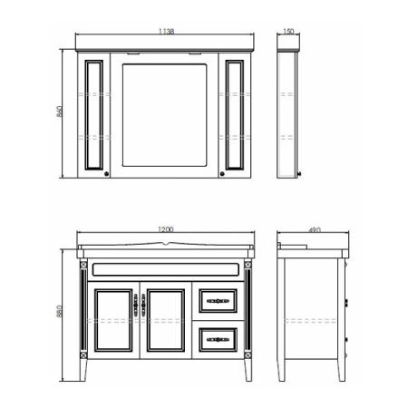 Зеркало шкаф Comforty Палермо-120 белый глянец