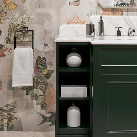 Devon&Devon Flair Тумба под раковину 128х102см., со столешницей из мрамора Calacatta Borghini и раковиной White50, цвет: English Green
