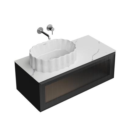Тумба Kerama Marazzi ICONICO ИКОНИКО IC.100.1\BLK подвесная 100 с рифленым стеклом, 1 ящик, черная