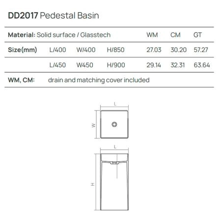Dea Design Pedestal Basin Раковина 45х45х90см., напольная, без отв., цвет: grey