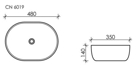 Умывальник чаша накладная овальная Element 480x350x140мм