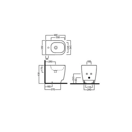 Биде Hatria Fusion48 YXC9 напольное